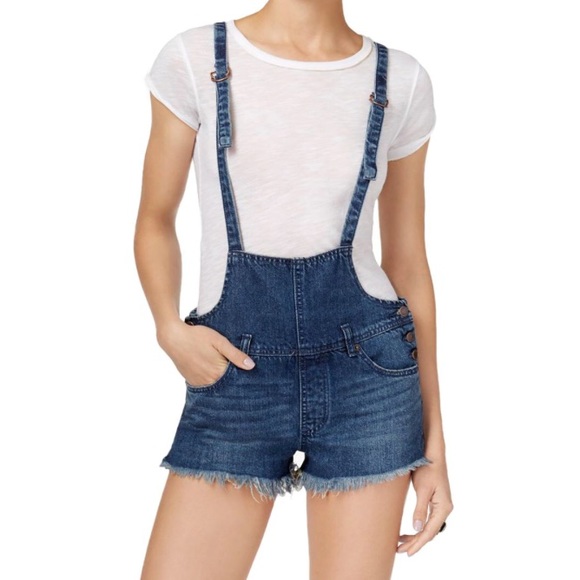 Free People Pants - Free People We The Free Denim Frayed Hem Overalls